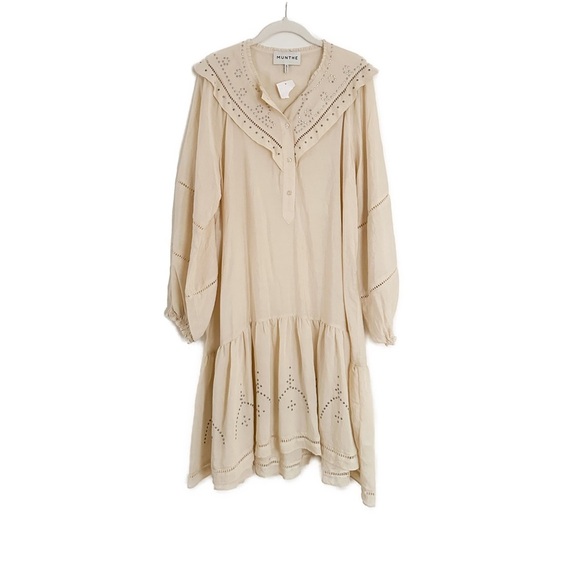 Munthe Capture Shift Ruffle Dress in Creme Size 40 EU 10 US NWT - Picture 5 of 6